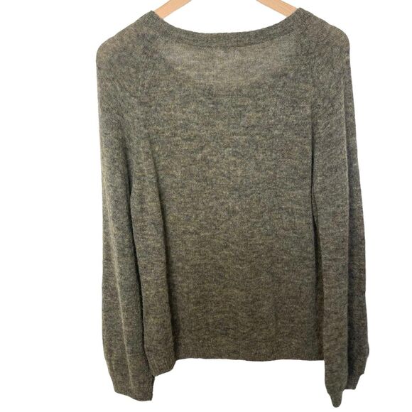 Faded Cloth Peru Baby Alpaca Knit Boatneck Gray Pullover Sweater Medium - Picture 9 of 10